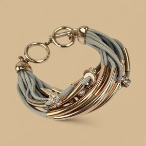 Elegant Gold and Cream Bracelet, 2 bracelets one cream and the other gray